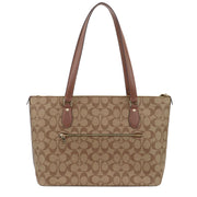 Coach Gallery Tote Bag In Signature Canvas in Khaki/ Saddle 2 CH504