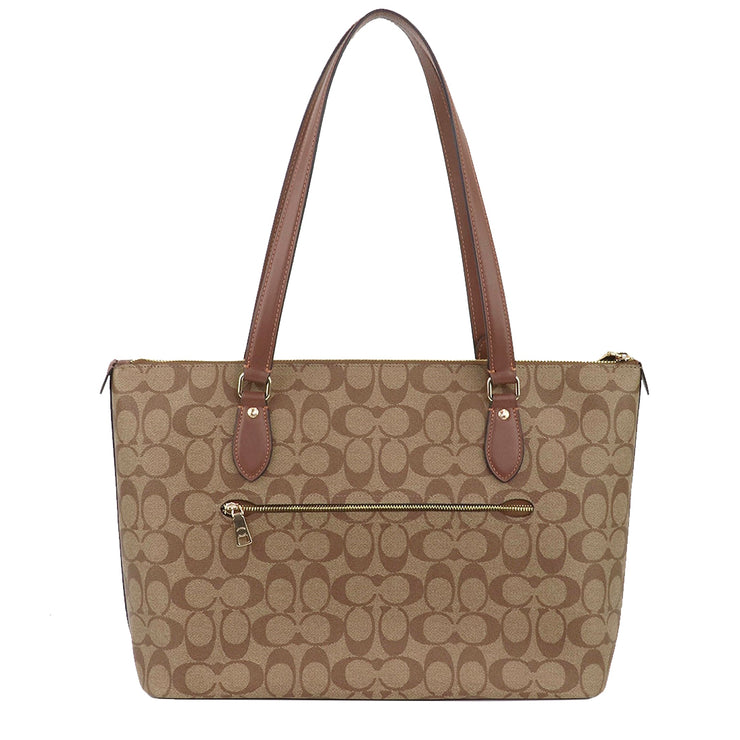 Coach Gallery Tote Bag In Signature Canvas in Khaki/ Saddle 2 CH504
