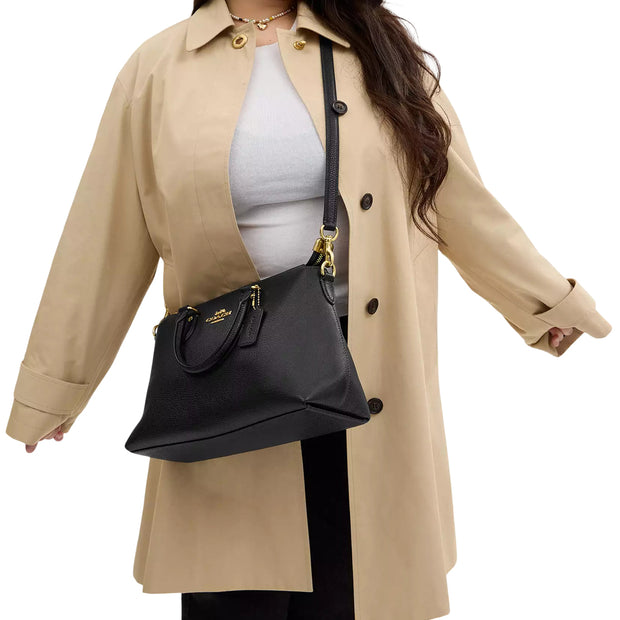 Model Weaering Coach Georgia Satchel Bag - Black CR156