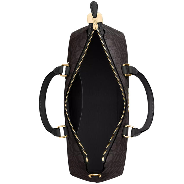 Interior View of Coach Georgia Satchel Bag In Signature Canvas - Walnut/ Black CW422