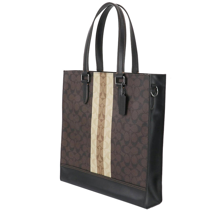 Coach Graham Structured Tote Bag in Blocked Signature Canvas with Varsity Stripe in Mahogany Multi 6707