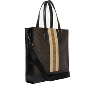 Coach Graham Structured Tote Bag in Blocked Signature Canvas with Varsity Stripe in Mahogany Multi 6707