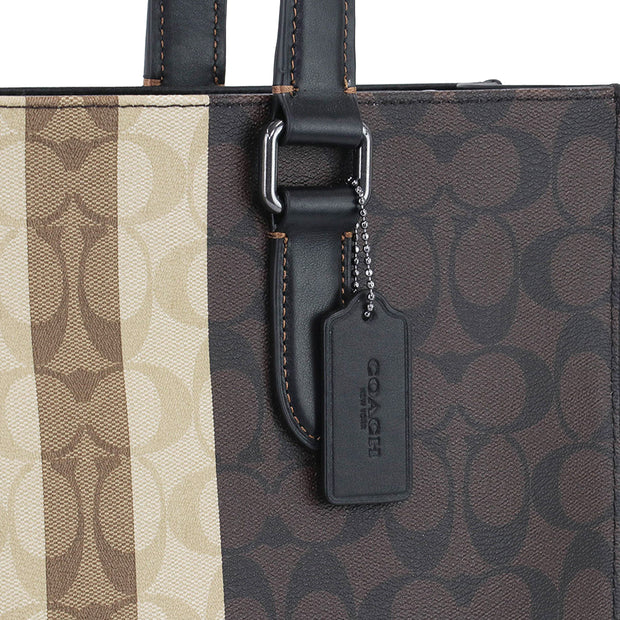 Coach Graham Structured Tote Bag in Blocked Signature Canvas with Varsity Stripe in Mahogany Multi 6707