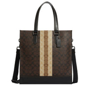 Coach Graham Structured Tote Bag in Blocked Signature Canvas with Varsity Stripe in Mahogany Multi 6707