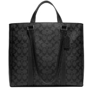 Coach Hudson Double Handle Tote Bag In Signature Canvas in Charcoal/ Black CB849