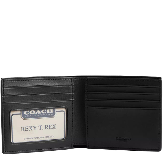 Interior View of Coach Id Billfold Wallet In Signature Canvas - Charcoal/ Black CY394