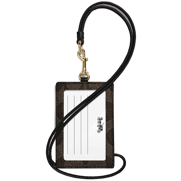 Coach Id Lanyard In Signature Canvas in Brown/ Black 63274