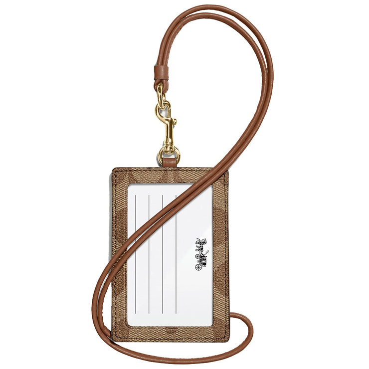 Buy Coach Id Lanyard In Signature Canvas in Khaki/ Saddle 2 63274 Online in Singapore | PinkOrchard.com