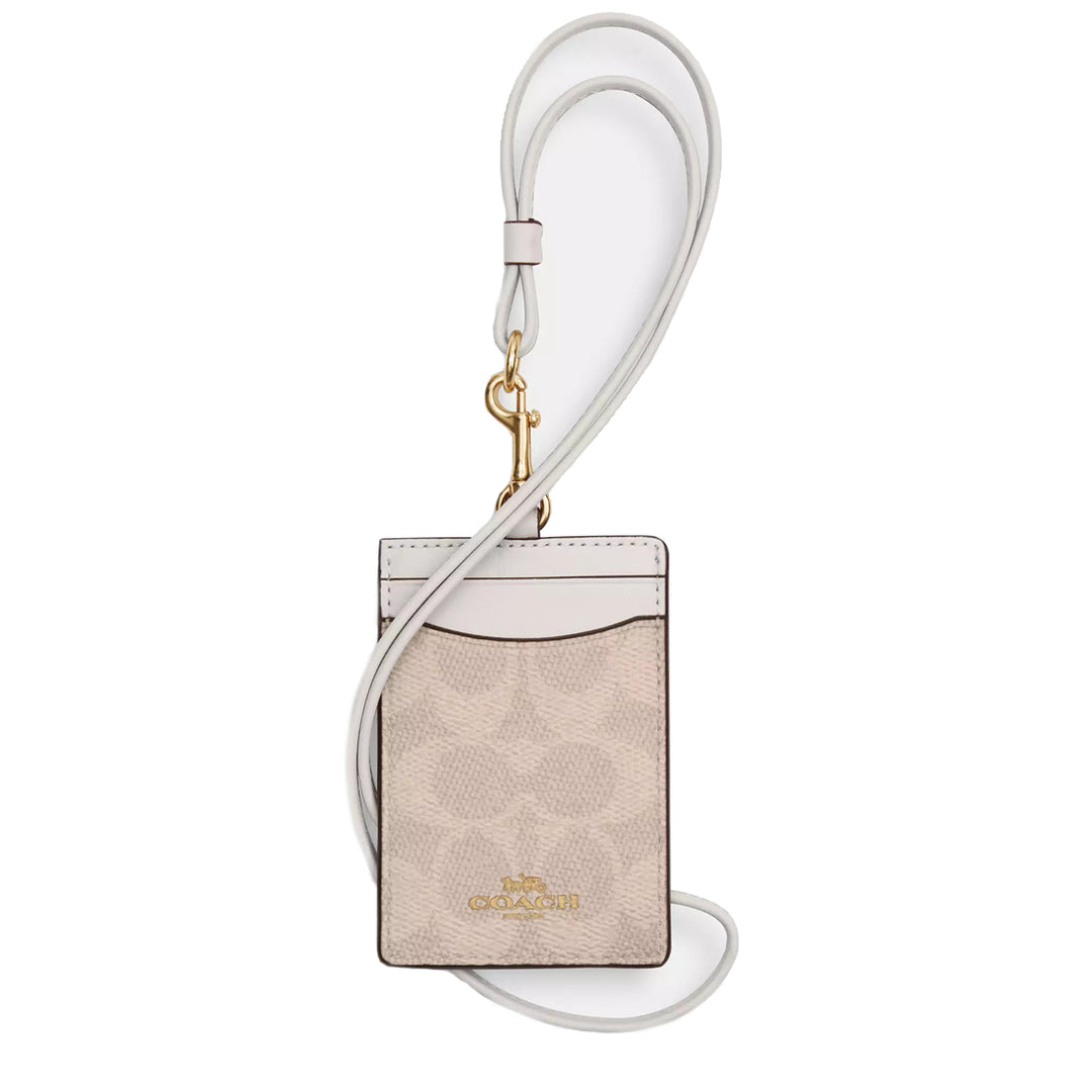 Buy Coach Id Lanyard In Signature Canvas in Sand/ Chalk CZ285