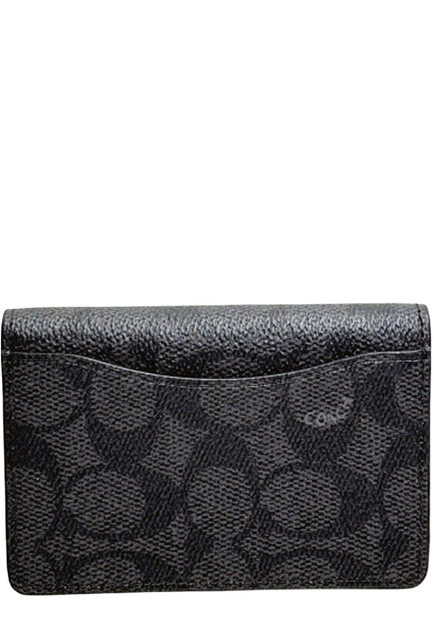 Back View of Coach Id Wallet In Signature Canvas - Charcoal/ Black CW367