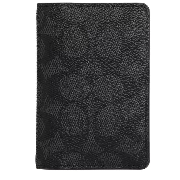 Front View of Coach Id Wallet In Signature Canvas - Charcoal/ Black CW367