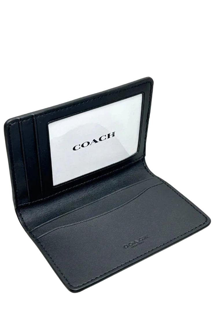 Interior View of Coach Id Wallet In Signature Canvas - Charcoal/ Black CW367