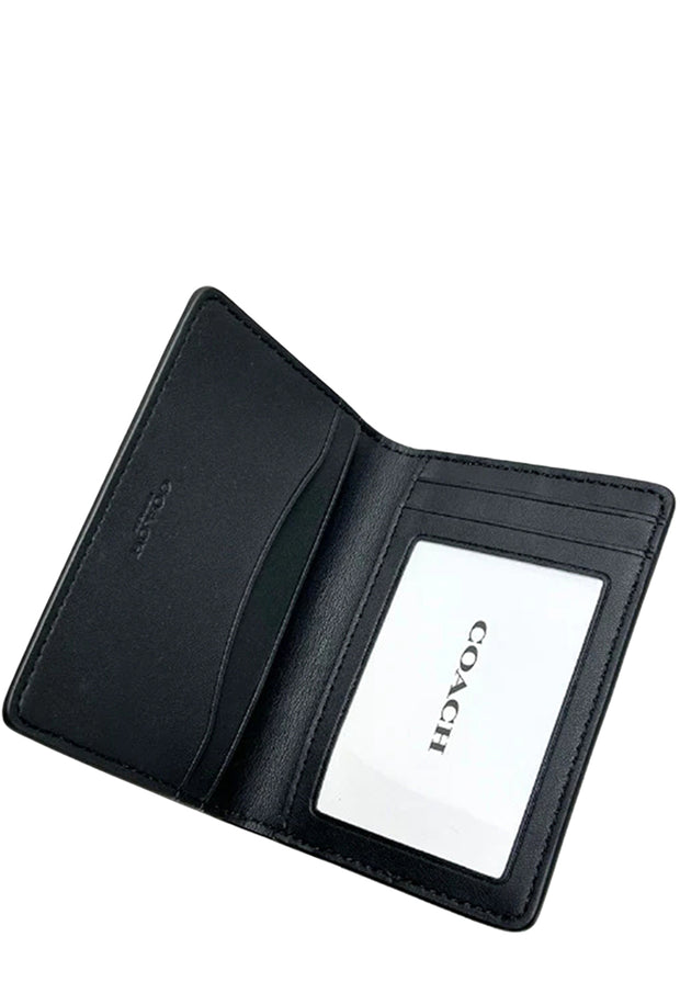 Interior View of Coach Id Wallet In Signature Canvas - Charcoal/ Black CW367