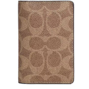 Front View of Coach Id Wallet In Signature Canvas - Tan & Black CW367