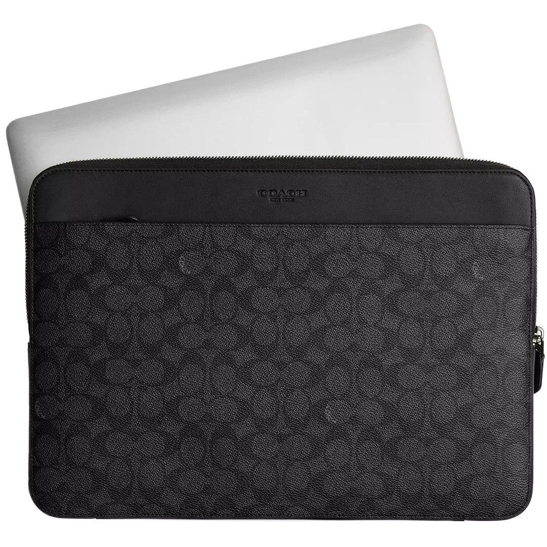 Buy Coach Laptop Case In Signature Canvas in Charcoal/ Black CW378
