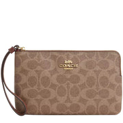 Coach Large Corner Zip Wristlet In Signature Canvas - Tan/ Brown CZ277