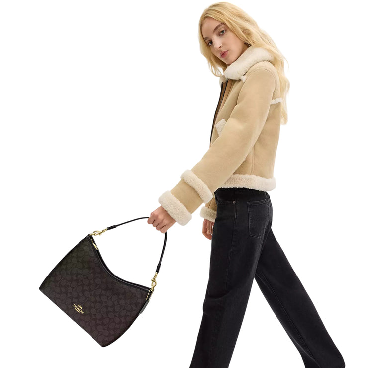 Coach Laurel Shoulder Bag In Signature Canvas - Walnut/ Black