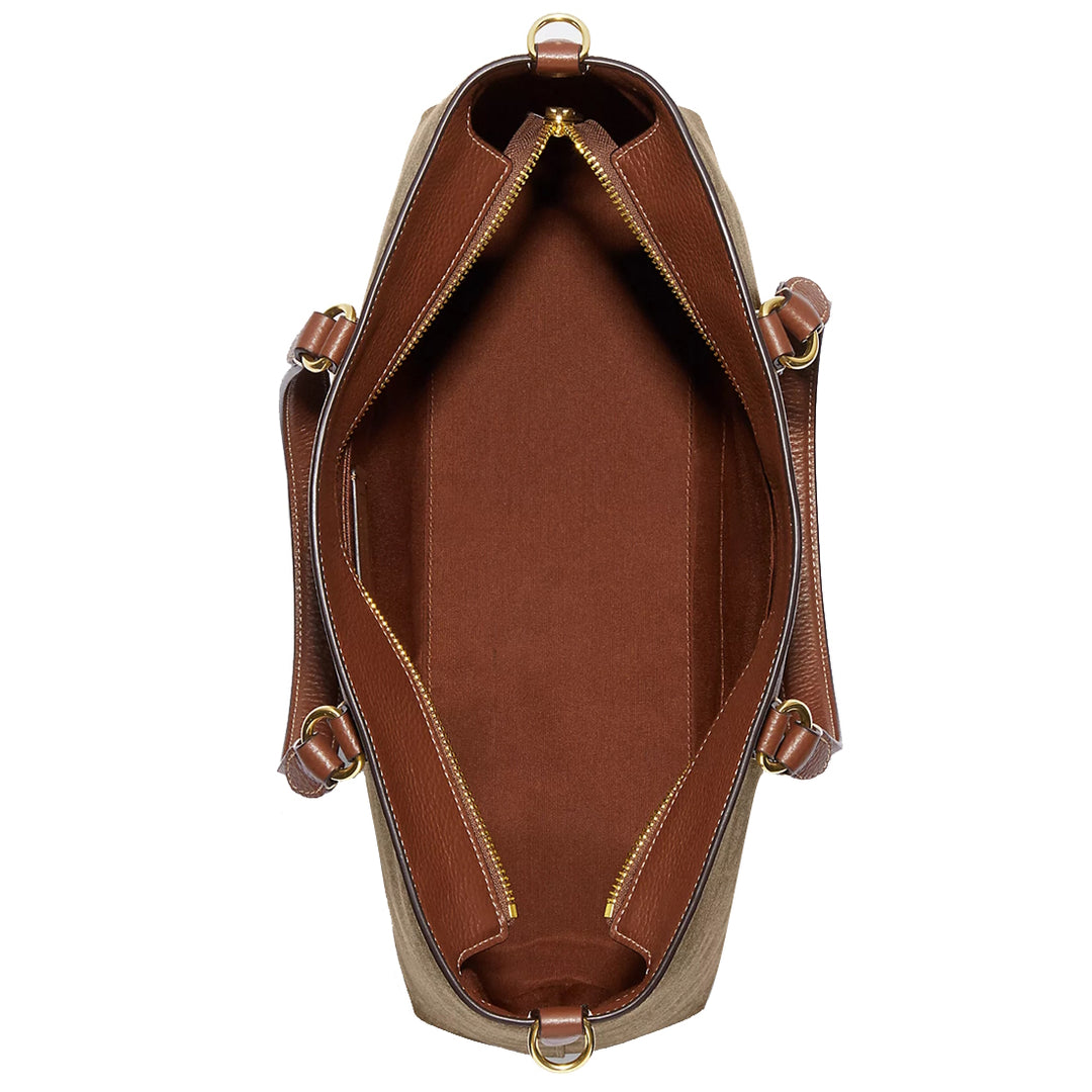 Buy Coach Kacey Satchel Bag In Blocked Signature Canvas in Khaki