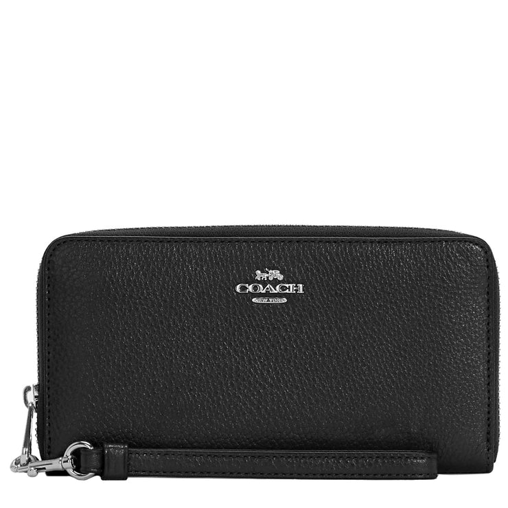 Coach Long Zip Around Wallet in Black/ Silver C4451