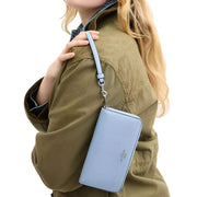 Model View of Coach Long Zip Around Wallet - Bluebell C4451