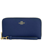 Front View of Coach Long Zip Around Wallet - Deep Blue C4451