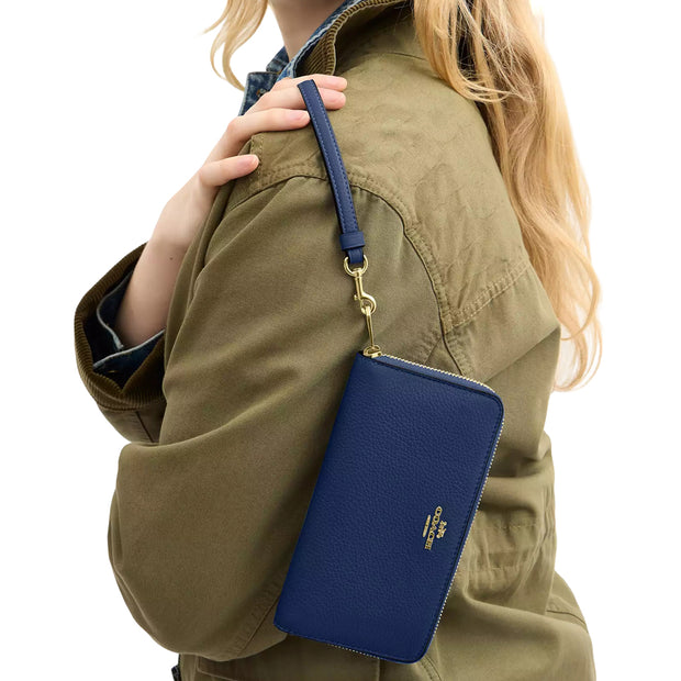 Model Carrying Coach Long Zip Around Wallet - Deep Blue C4451