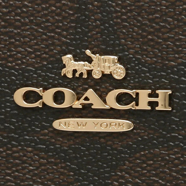 Coach Long Zip Around Wallet In Signature Canvas in Brown/ 1941 Red C4452