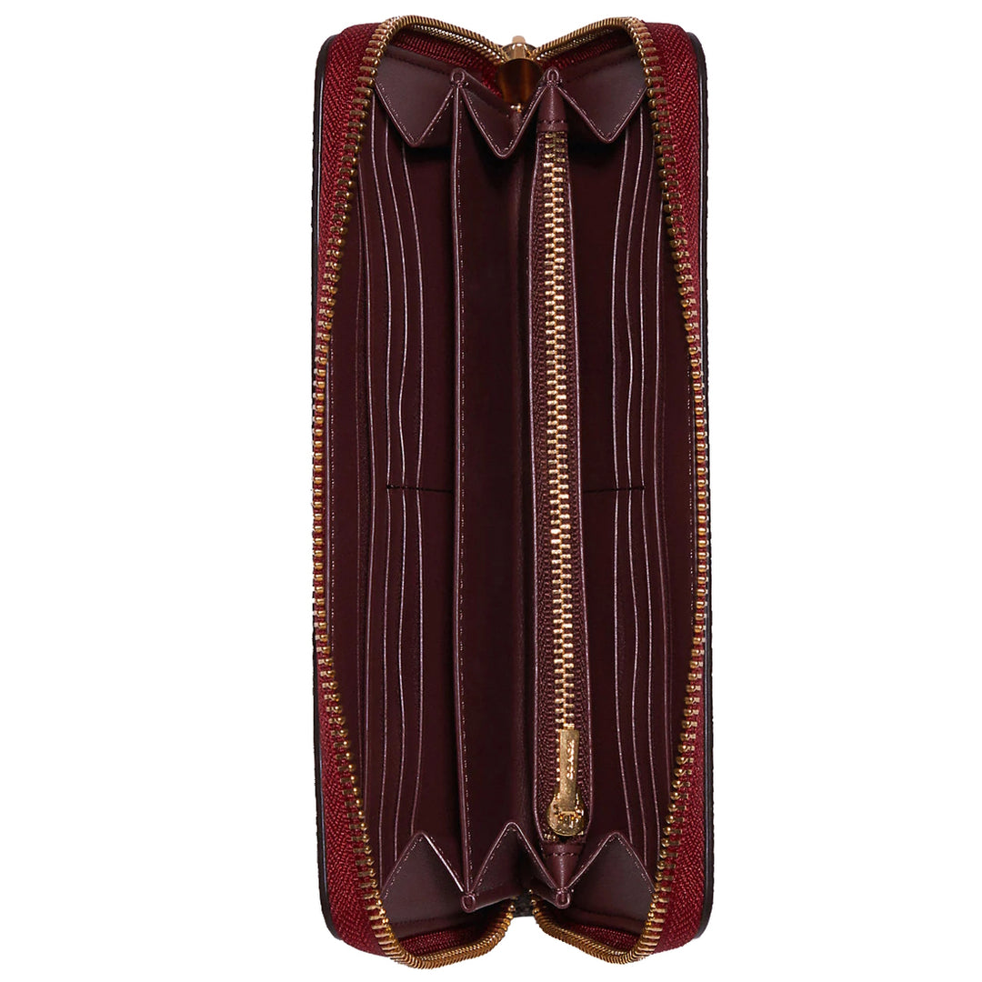Coach Long Zip Around Wallet In Signature Canvas in Brown