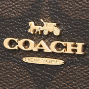 Coach Long Zip Around Wallet In Signature Canvas in Brown/ Black C4452