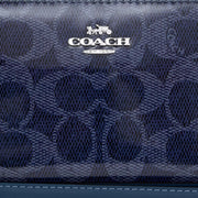 Closeup of Coach Long Zip Around Wallet In Signature Canvas - Dark Denim CAO78