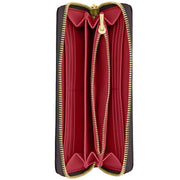 Interior View of Coach Long Zip Around Wallet In Signature Canvas - Walnut/ True Red CW778