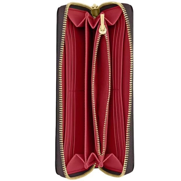 Interior View of Coach Long Zip Around Wallet In Signature Canvas - Walnut/ True Red CW778