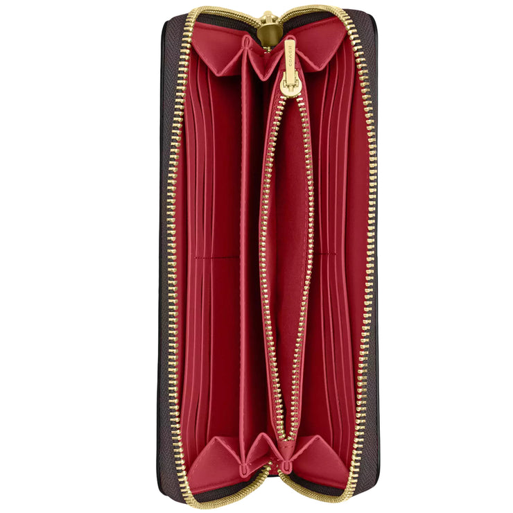 Interior View of Coach Long Zip Around Wallet In Signature Canvas - Walnut/ True Red CW778