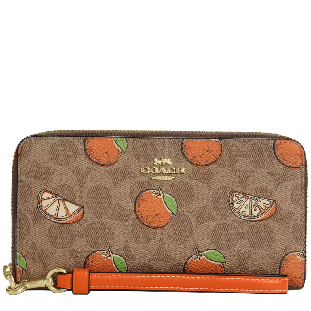 Buy Coach Long Zip Around Wallet In Signature Canvas With Orange