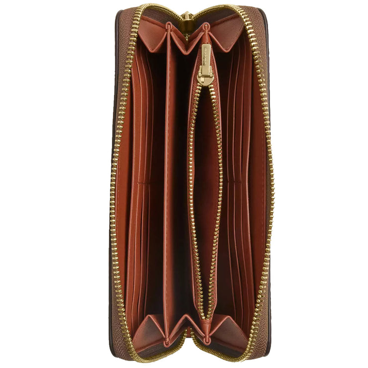 Buy Coach Long Zip Around Wallet In Signature Canvas With Orange Print in Tan Multi CAO92 Online in Singapore | PinkOrchard.com