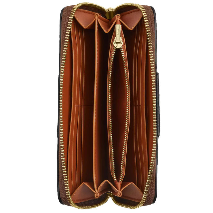 Buy Coach Long Zip Around Wallet In Signature Canvas With Stripe in Tan/ Black CW947 Online in Singapore | PinkOrchard.com