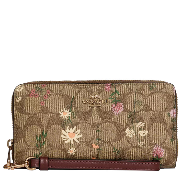 Buy Coach Long Zip Around Wallet In Signature Canvas With Wildflower Print in Khaki Multi C8736 Online in Singapore | PinkOrchard.com