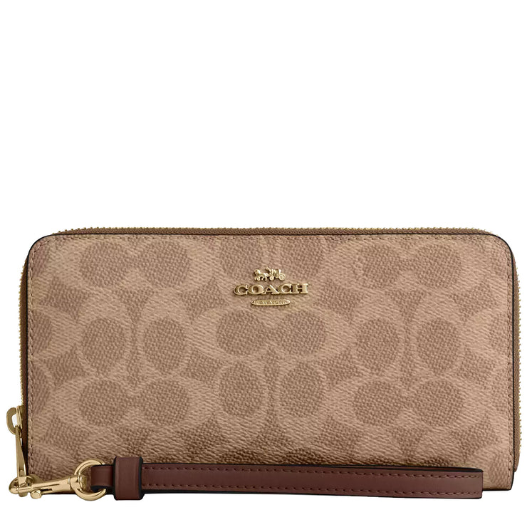 Buy Coach Long Zip Around Wallet In Signature Canvas in Tan/ Brown CW778 Online in Singapore | PinkOrchard.com