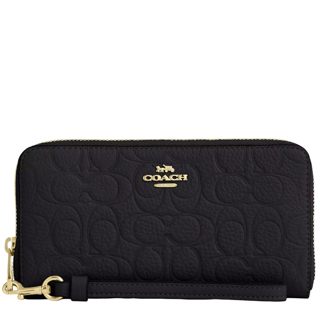 Coach Long Zip Around Wallet In Signature Leather - Black CCL35