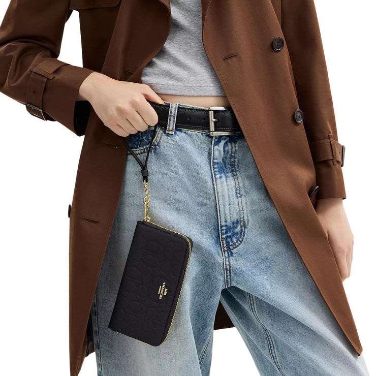 Coach Long Zip Around Wallet In Signature Leather - Black CCL35