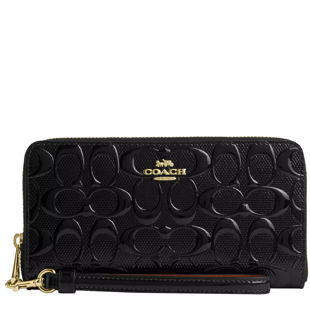 Buy Coach Long Zip Around Wallet In Signature Leather in Black
