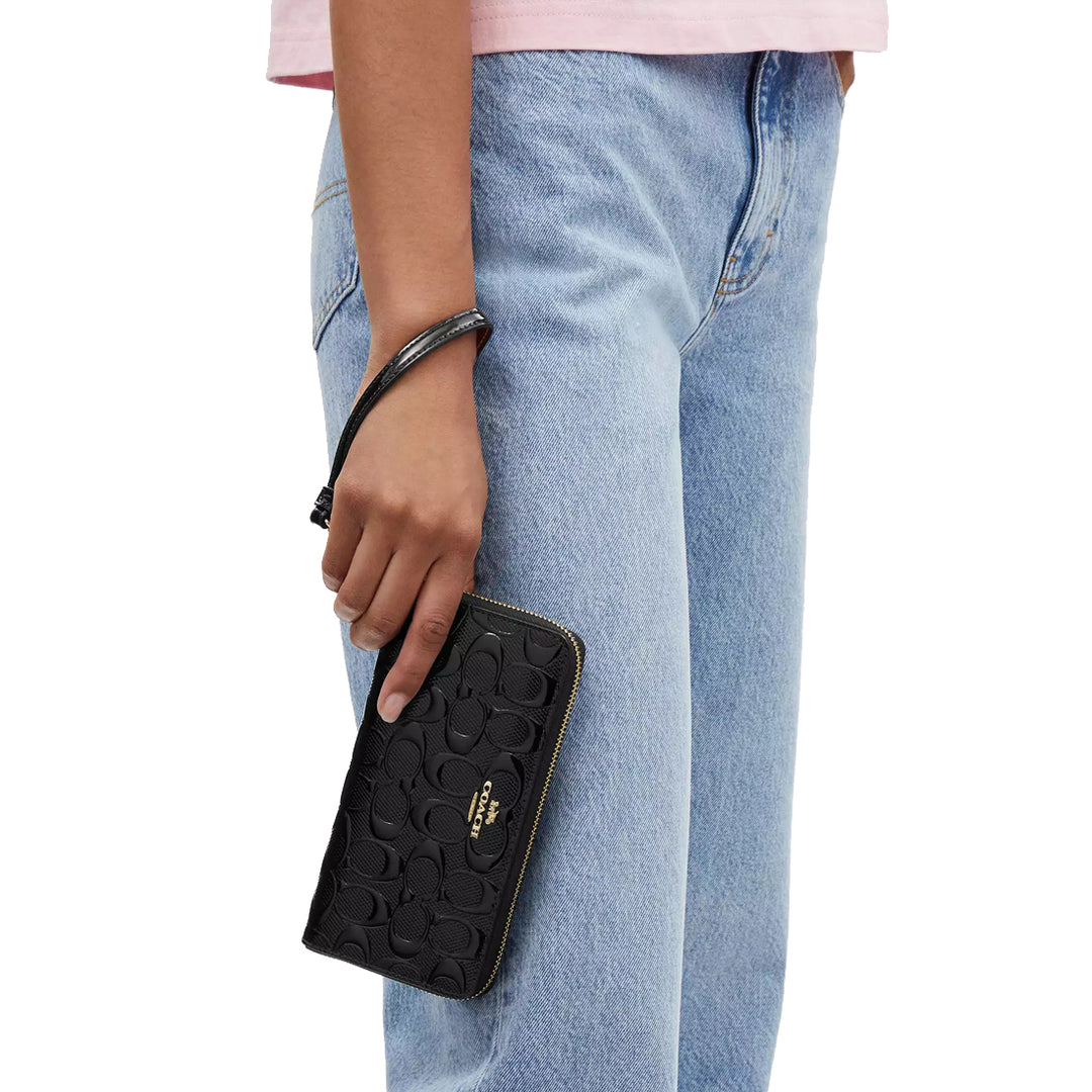 Buy Coach Long Zip Around Wallet In Signature Leather in Black