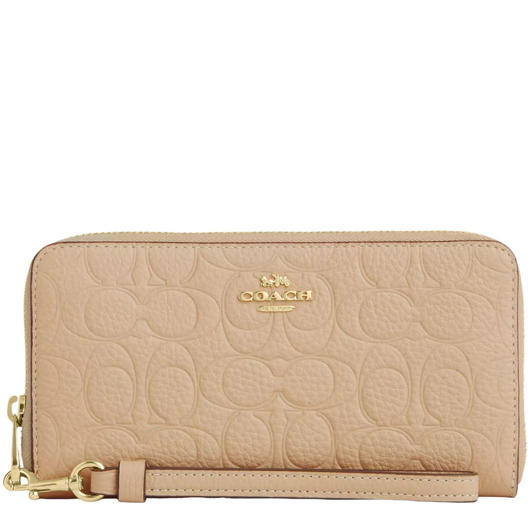 Coach Long Zip Around Wallet In Signature Leather - Oat CCL35