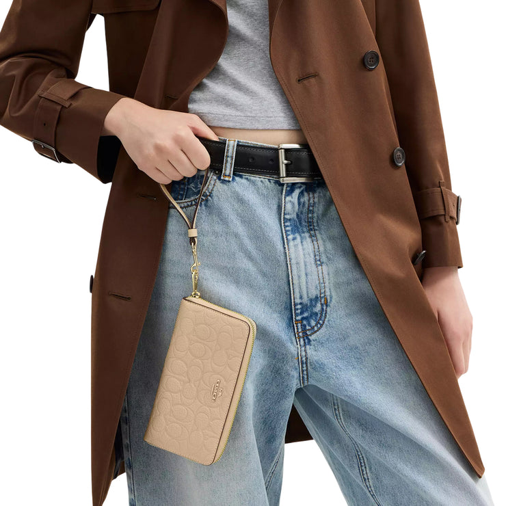 Coach Long Zip Around Wallet In Signature Leather - Oat CCL35