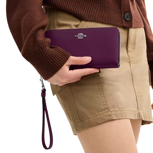 Model Carrying Coach Long Zip Around Wallet - Plum C3441