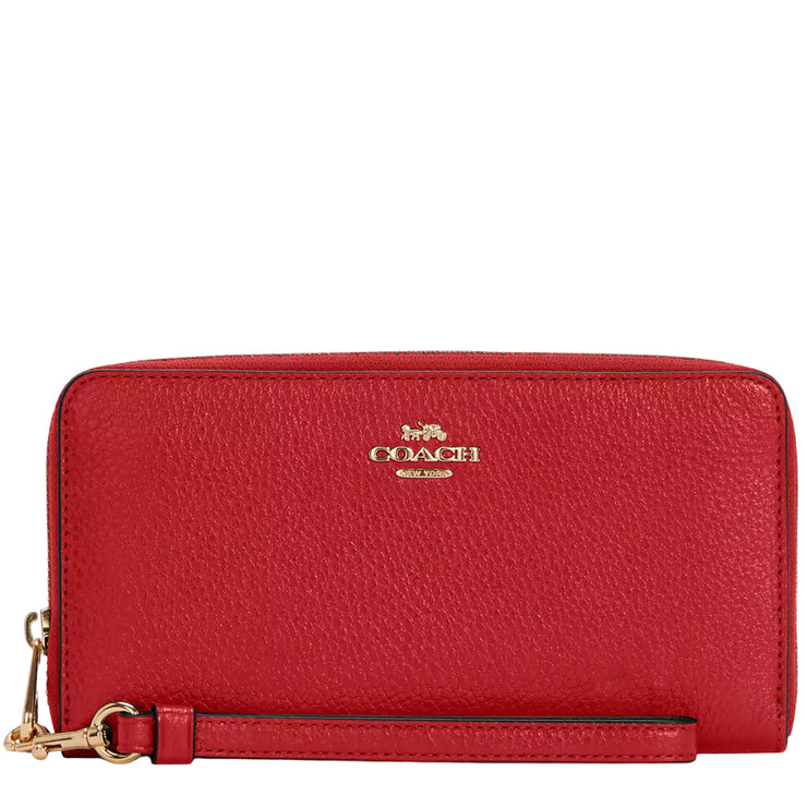 Front View of Coach Long Zip Around Wallet - True Red C4451