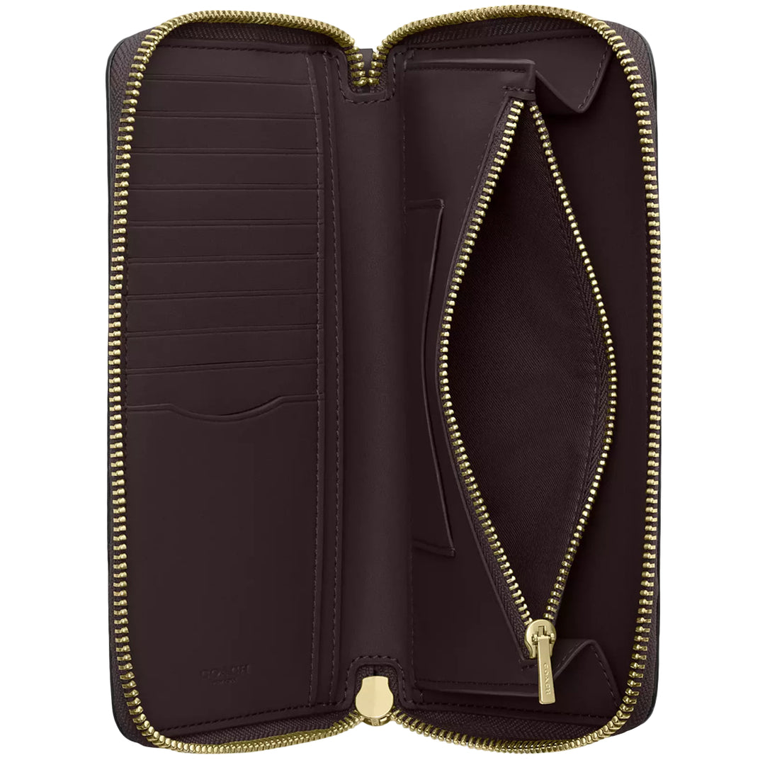 Coach Long Zip Around Wallet In Signature Canvas CBZ99 + Card Case