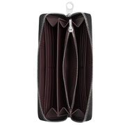 Interior View of Coach Long Zip Around Wallet With Floral Print - Black/ Purple CCL36