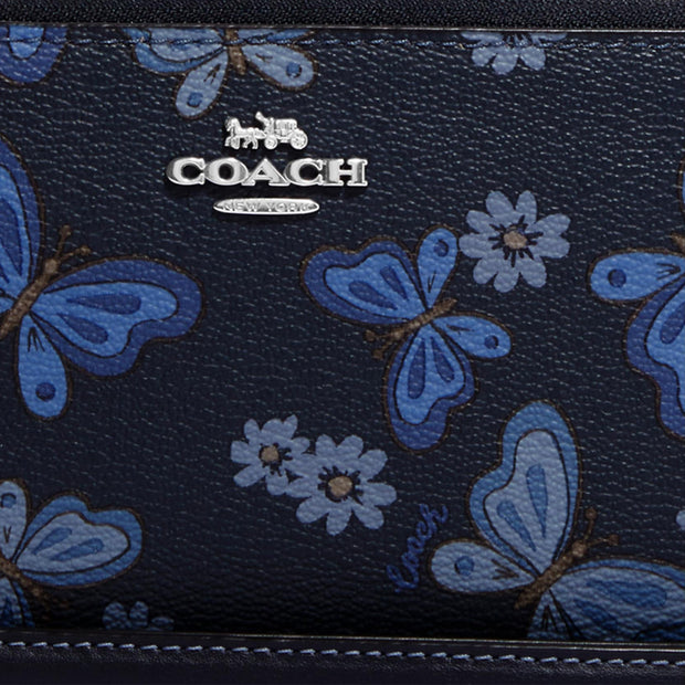 Coach Long Zip Around Wallet With Lovely Butterfly Print in Midnight Navy Multi ch178