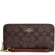 Buy Coach Long Zip Around Wallet In Signature Canvas in Brown/ Redwood C4452 Online in Singapore | PinkOrchard.com